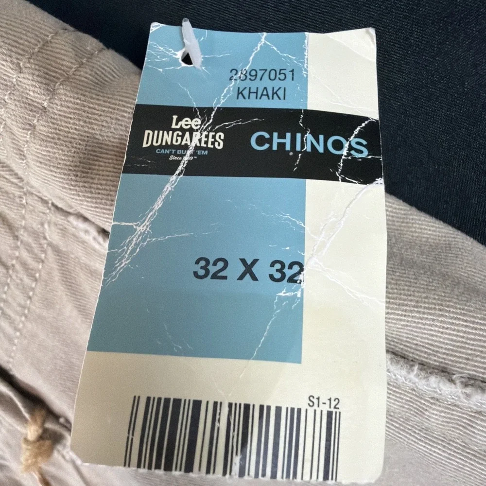 Lee Dungarees Cargo Pants Mens 32x32 Khaki Weathered Chinos Loose Fit Beige NEW